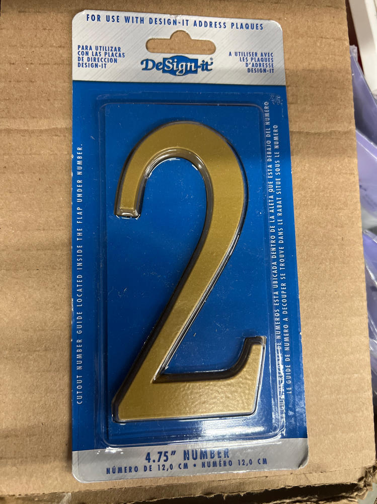Whitehall Design-It House Number 2 Plaque – 4.75″ Gold Finish
