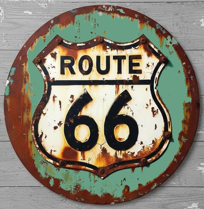 Route 66 12″ Diameter Novelty Metal Sign Made In USA New!