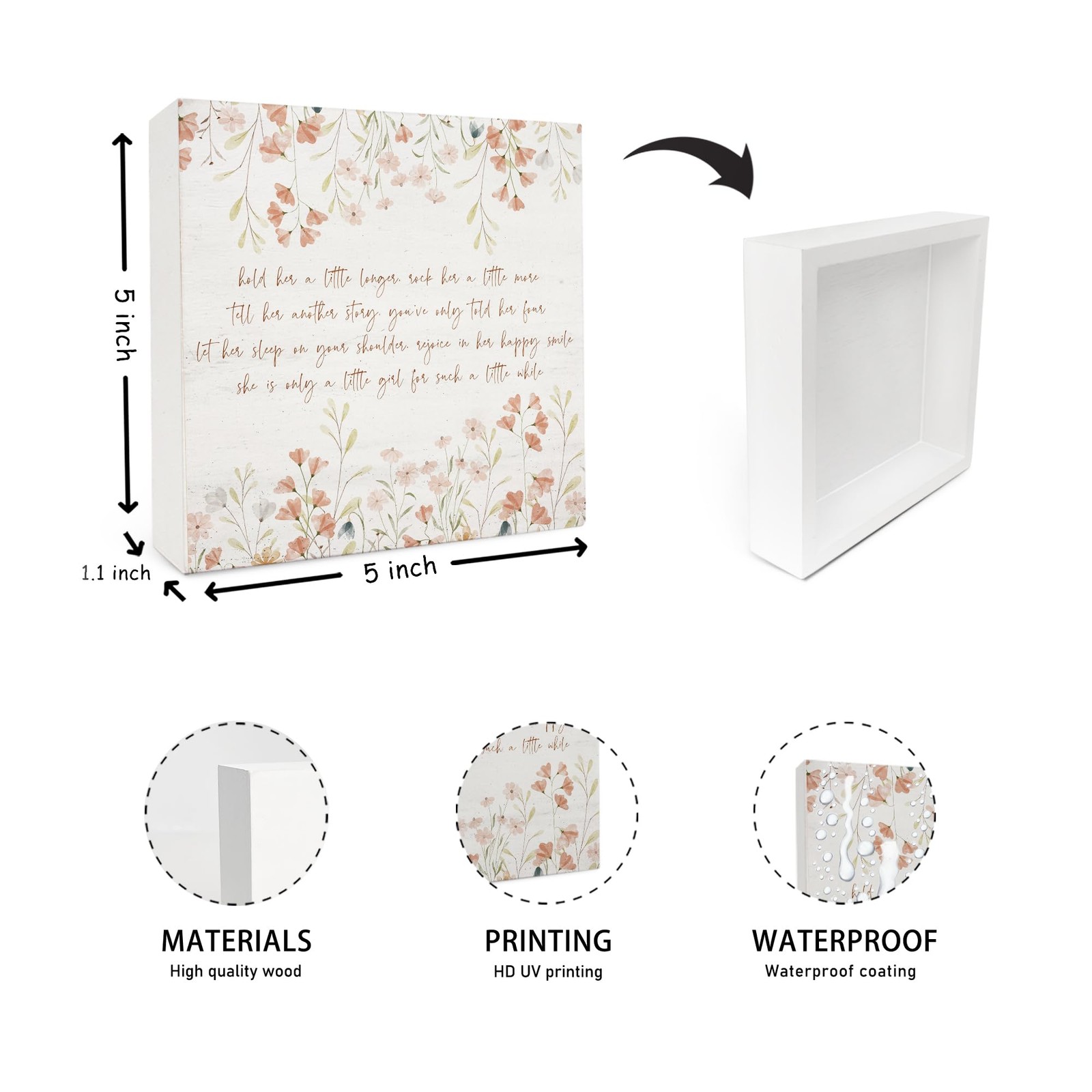 Floral Baby Girl Wooden Box Signs – Wildflower Nursery Decor For Women, Inspi…