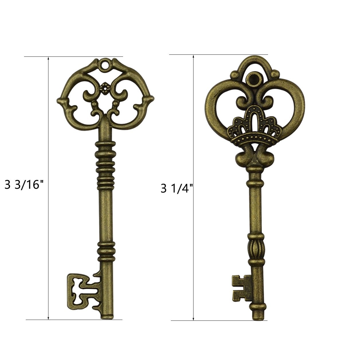 Gutapo 20 Extra Large Antique Bronze Finish Skeleton Keys Rustic Steampunk Ke…