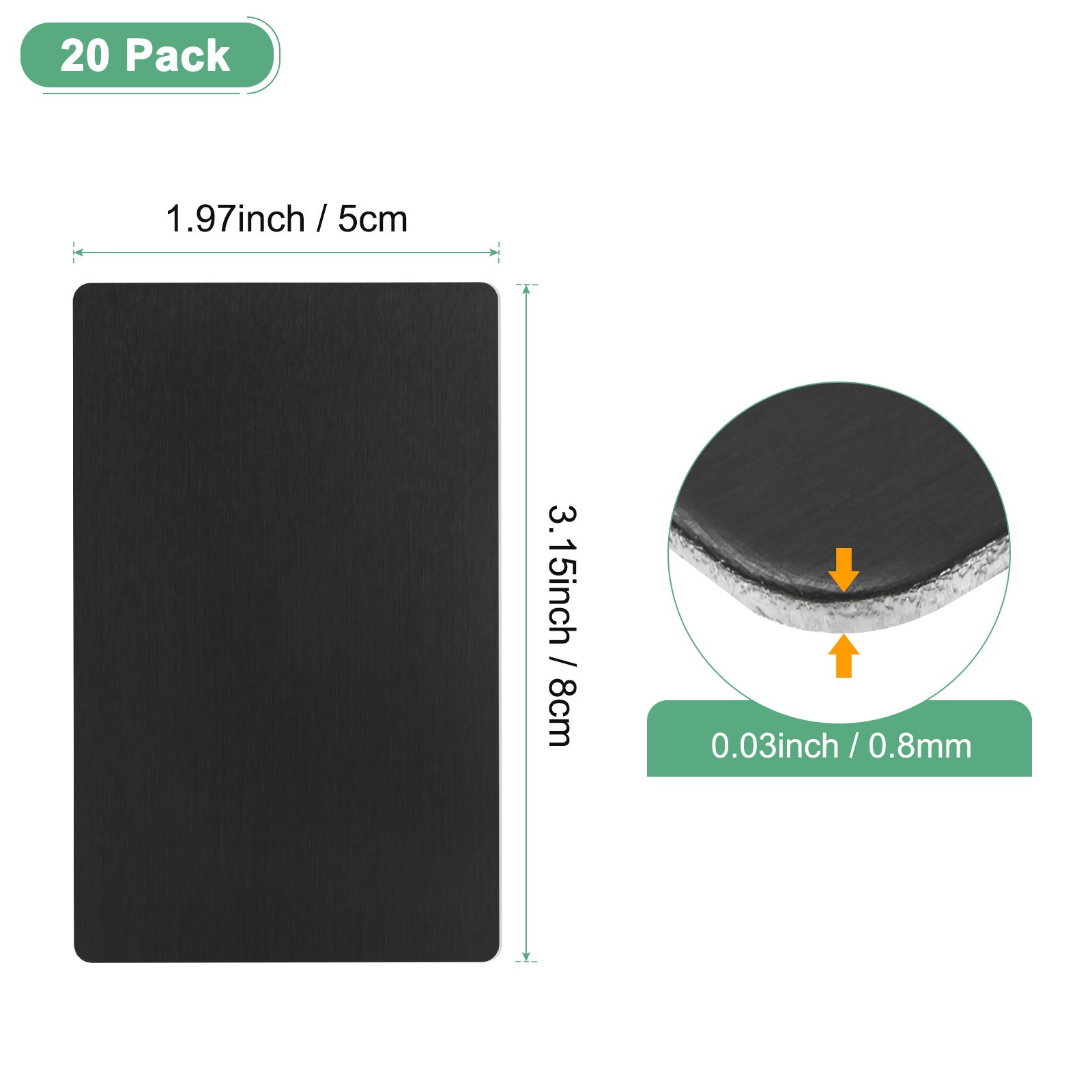 20-Pack Anodized Aluminium Laser Engraved Metal Plate 3x2x0.03″