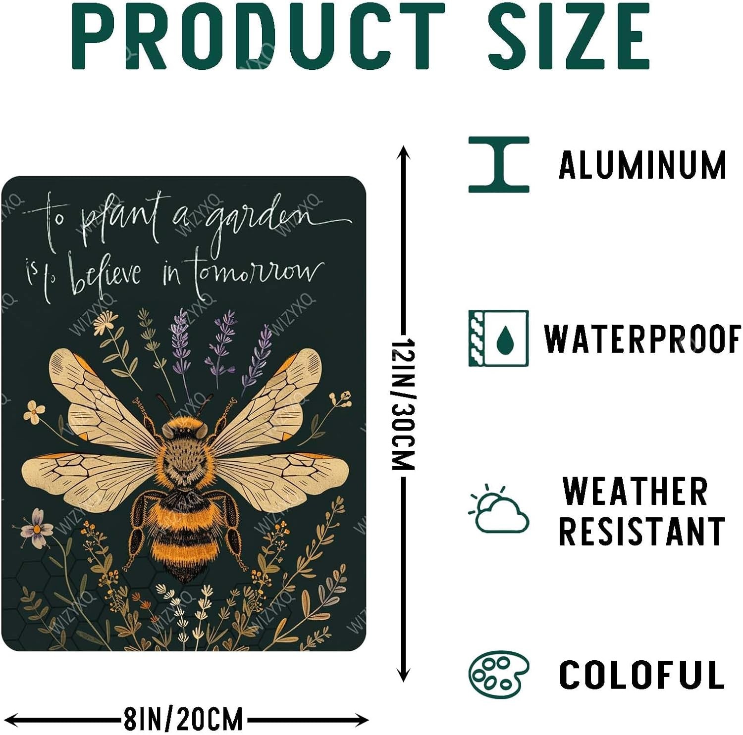 Funny Bee and Flowers Metal Signs – Vintage Tin Sign Retro Wall Decor – 8×12 Inc