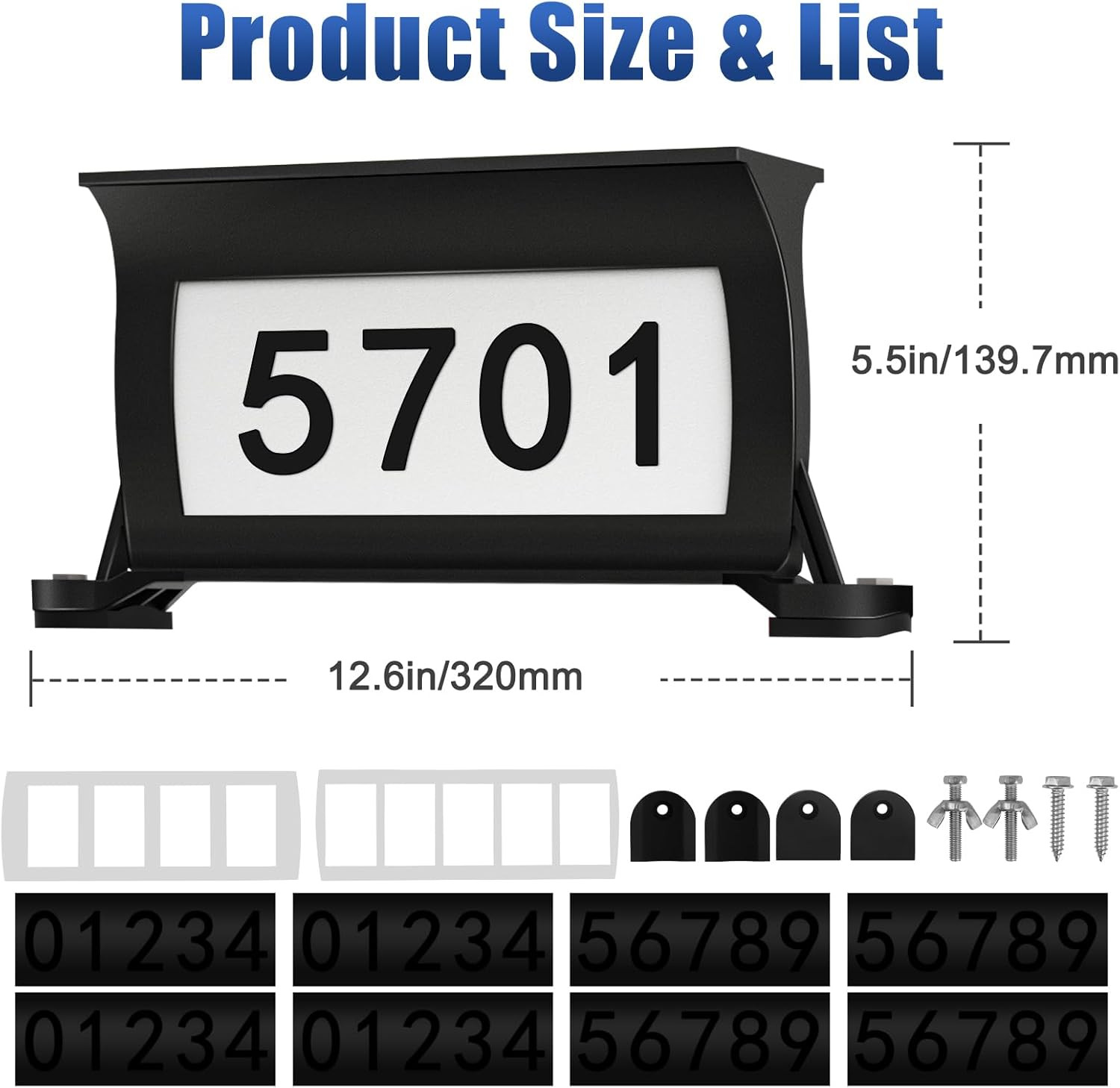 Solar Backlit Address Sign for Mailbox, House Number Plaque Double Side Illumina