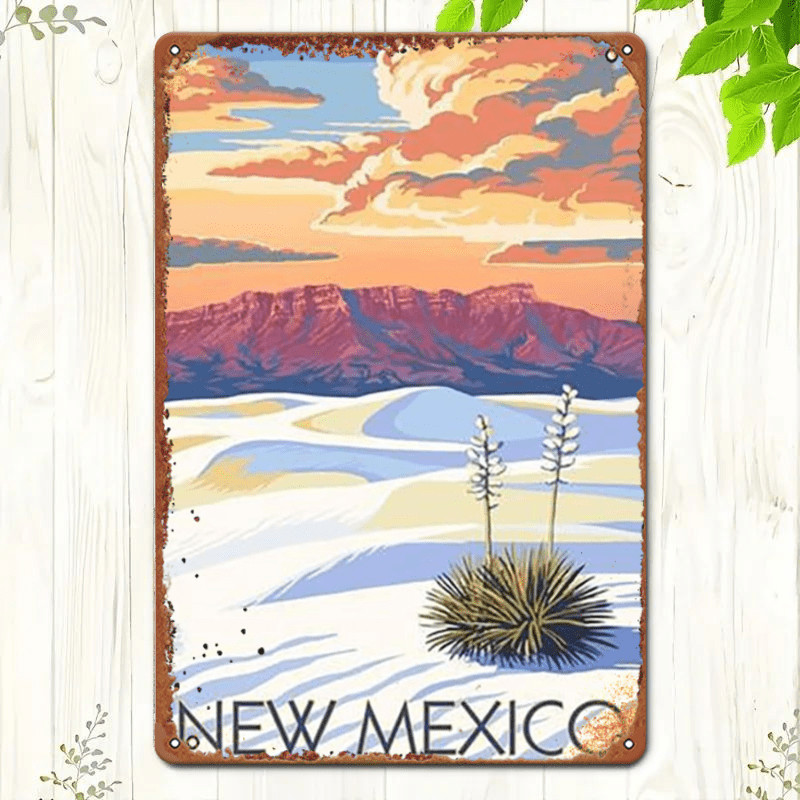 Vintage New Mexico Landscape Retro Metal Sign Southwest Travel Home Decoration