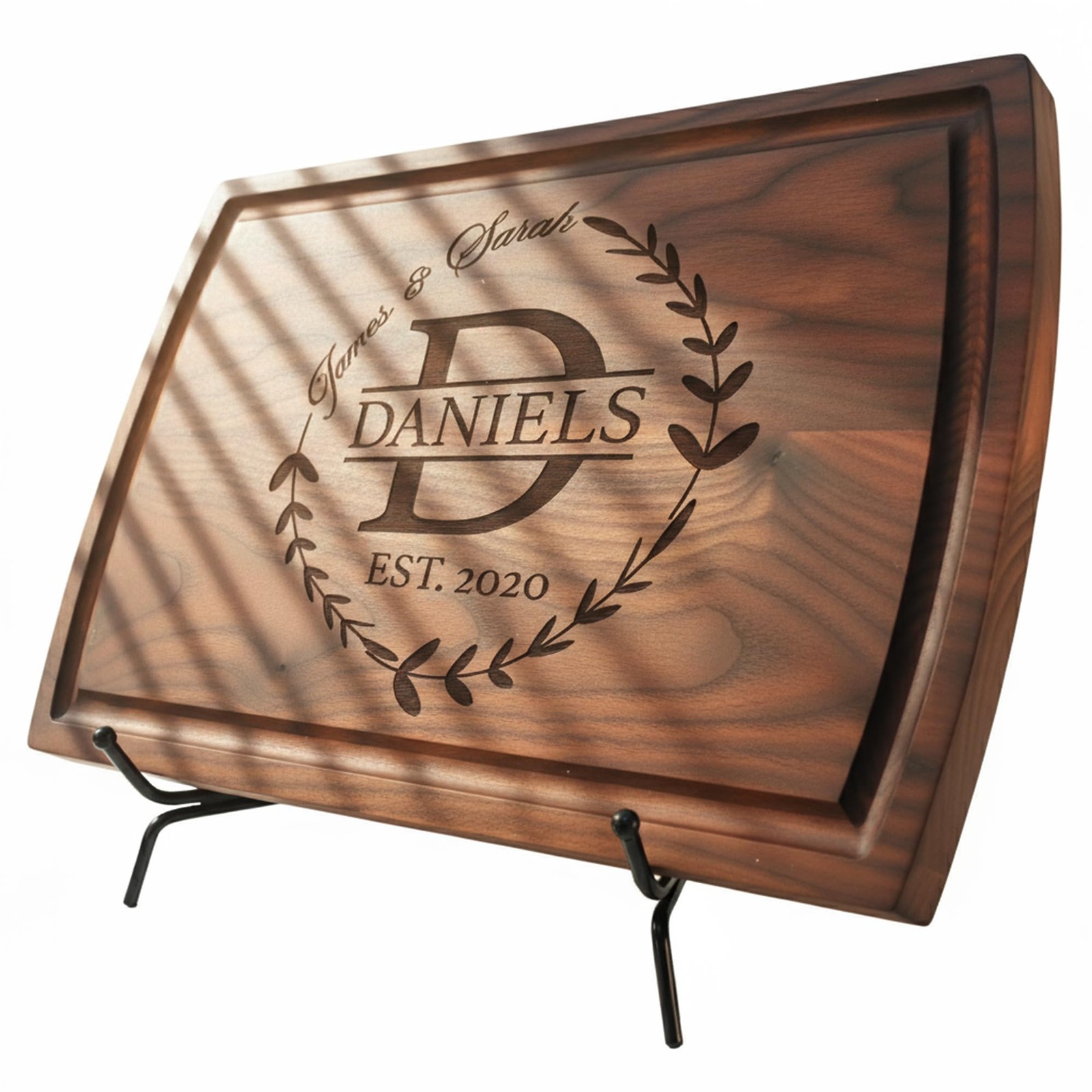 Custom Wooden Cutting Board Personalized Engraved Charcuterie with Stand