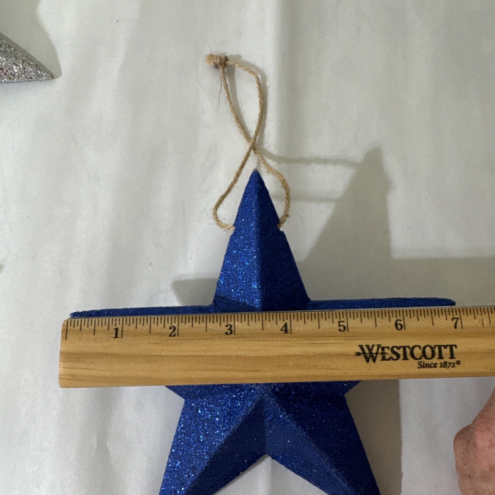 Decorative Glitter Hanging Stars 7” Set of 3 Red, Blue & Mixed Silver Decorative