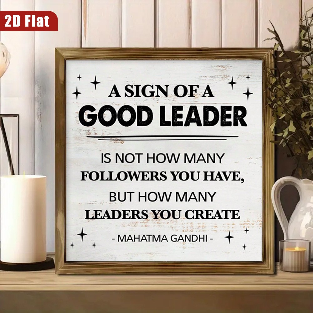 Inspirational Leader Quote Wooden Sign Rustic Farmhouse Decor for Office Study