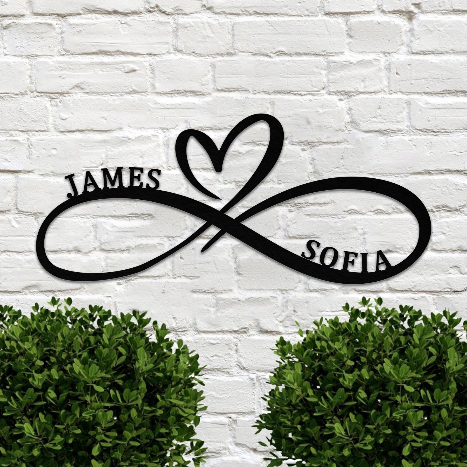 Custom Infinity Symbol Love metal Sign with Heart and Personalized Names You