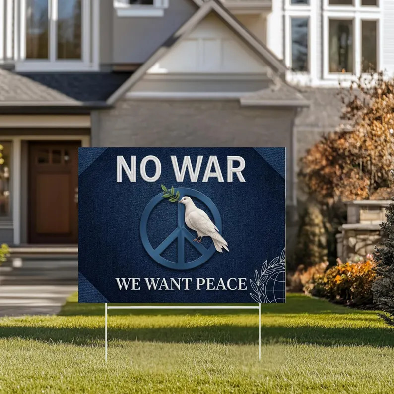 No War Yard Sign Peace Symbol Outdoor Lawn Sign