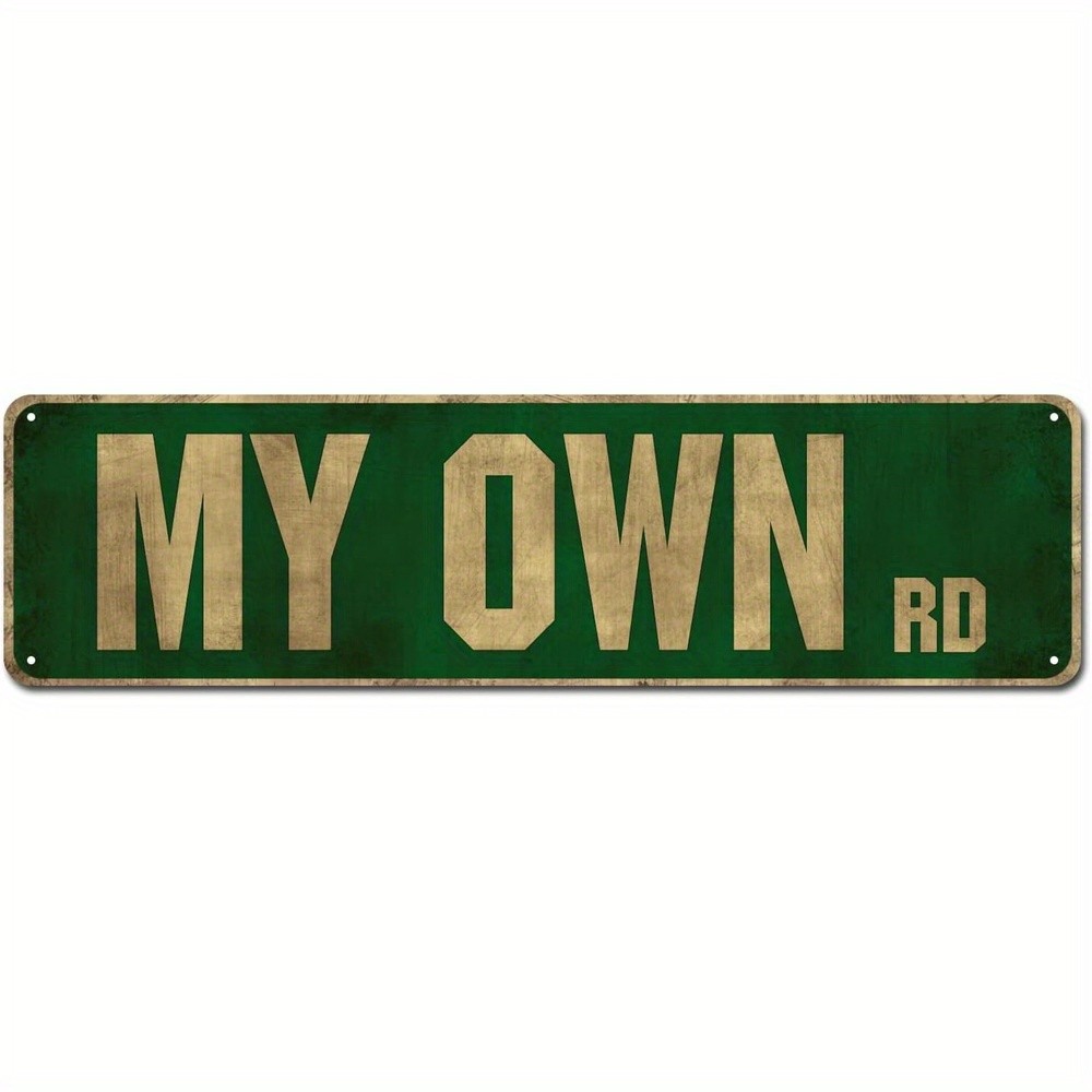 Vintage “MY OWN DR” Metal Wall Sign, Rustic Green, 10.16×40.64cm