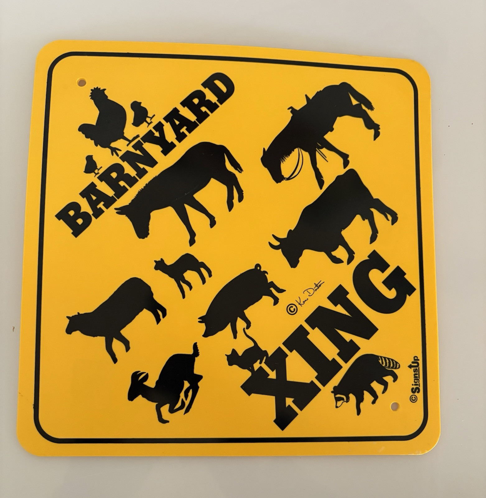 BARNYARD XING Hard Yellow Plastic Crossing Sign 11×11” NEW ITEM