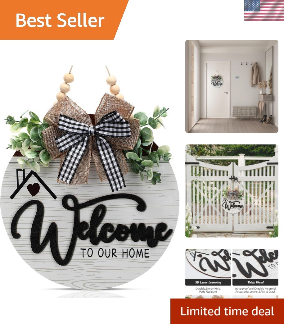 Welcome Sign Front Door Porch Decor Farmhouse Wall Hanging 12 Inch