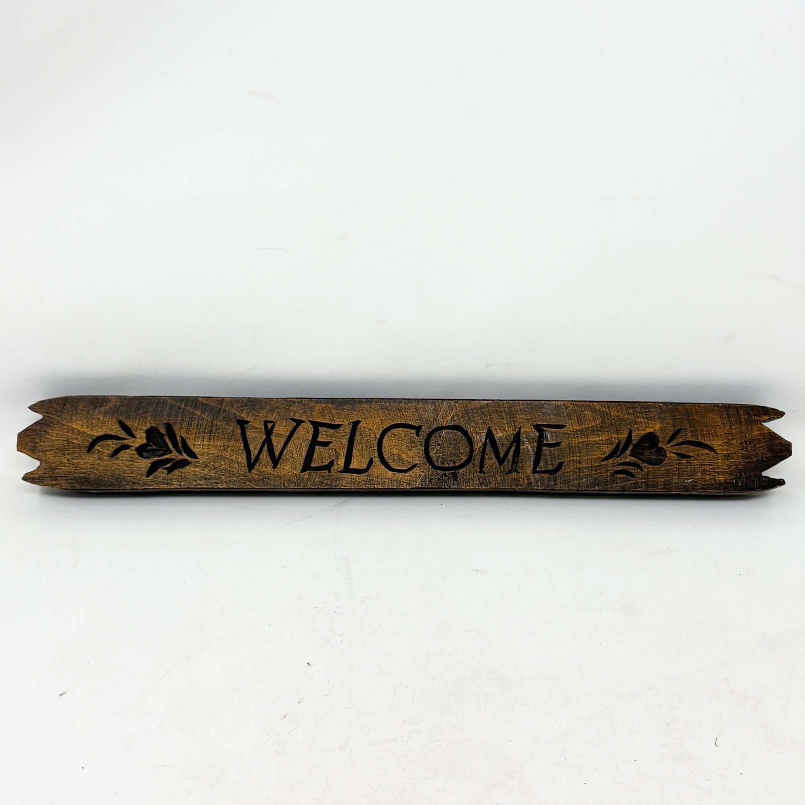 Vintage 1973 Over the Door Carved Wood Welcome Sign Cottagecore 12.5in