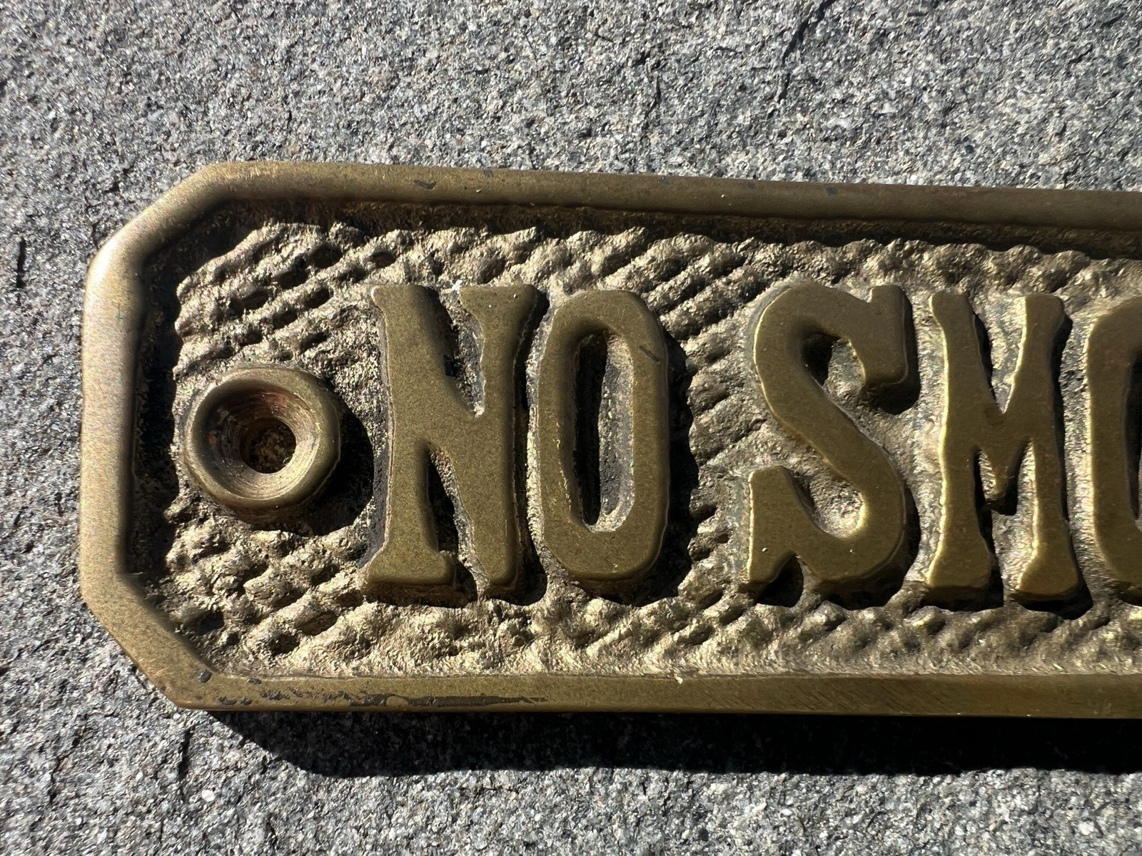 Vintage No Smoking Sign 4.75” Brass Plate Sign