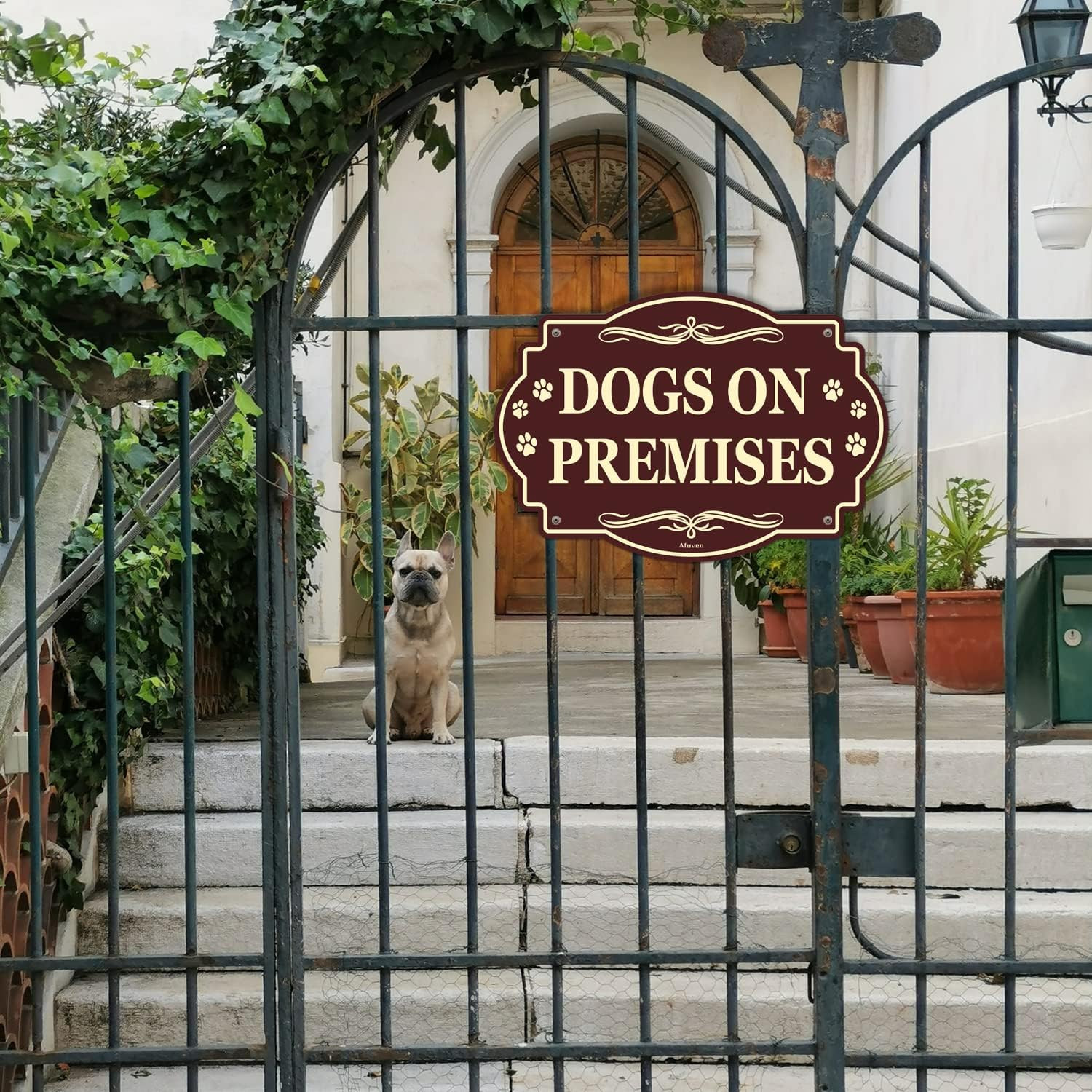 10” x 7” Dog on Premises Sign Reflective Sturdy Rust-Free Aluminum Weatherp…