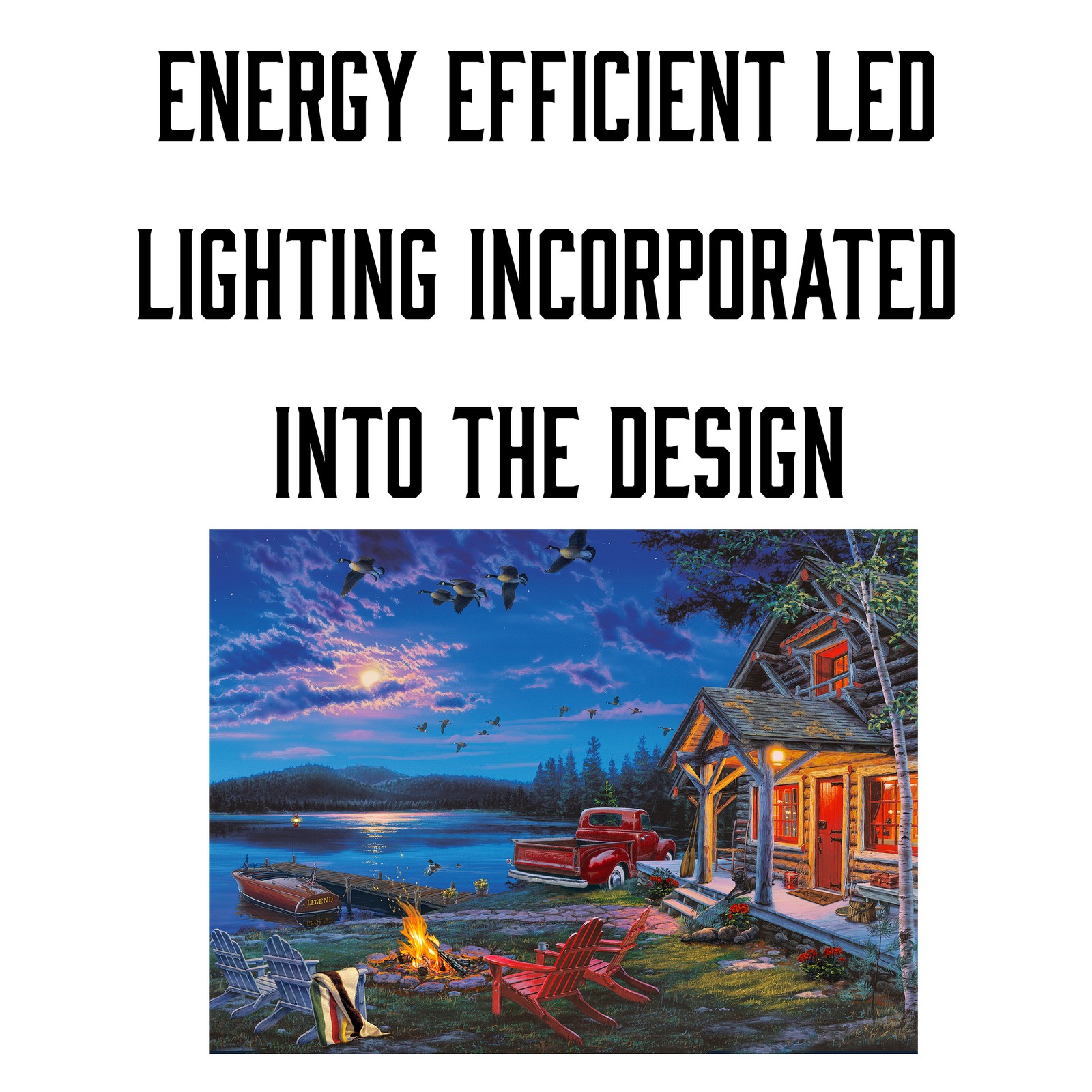 Rivers Edge Products LED Canvas, 24″ x 16″, Fiber Optic Light Up Wall Art, The