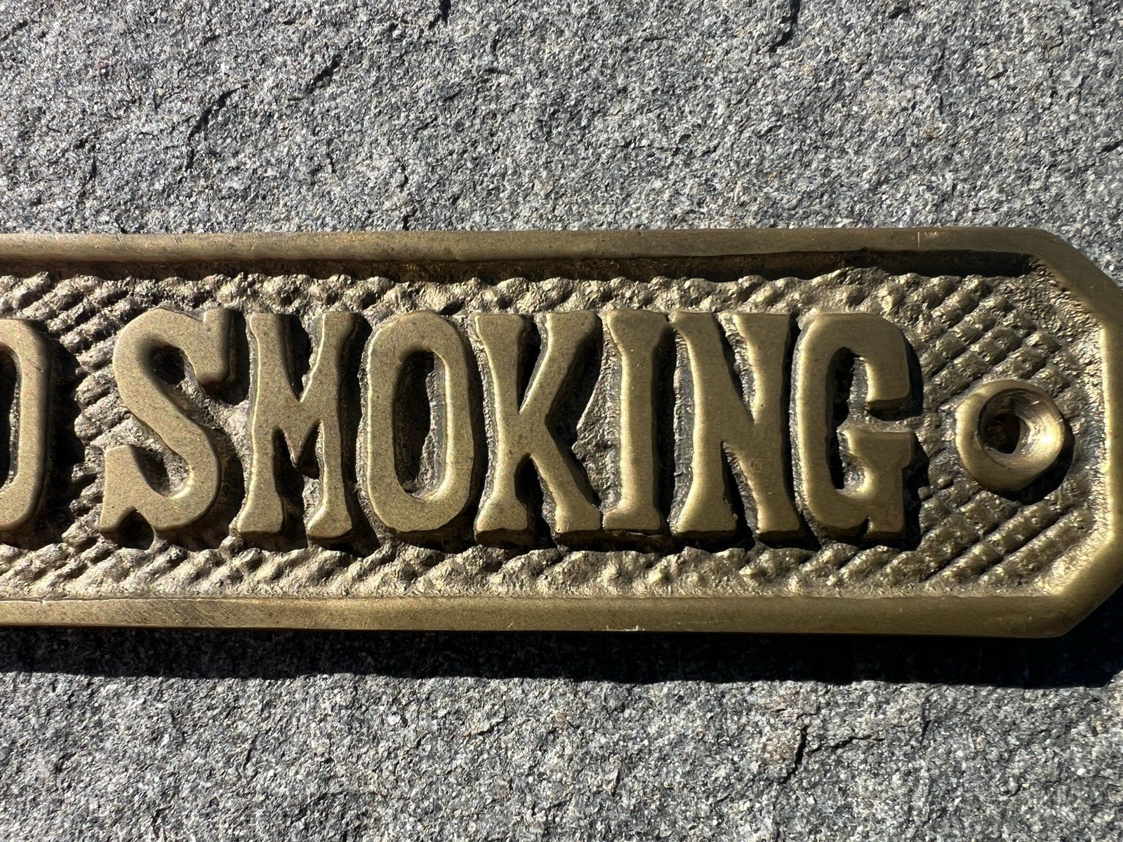 Vintage No Smoking Sign 4.75” Brass Plate Sign