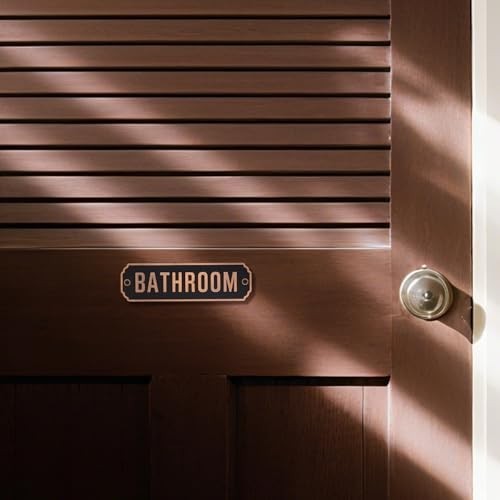Solid Brass Bathroom Door Sign 5 Inch 1.5 Inch Metal Wall Plaque Restroom