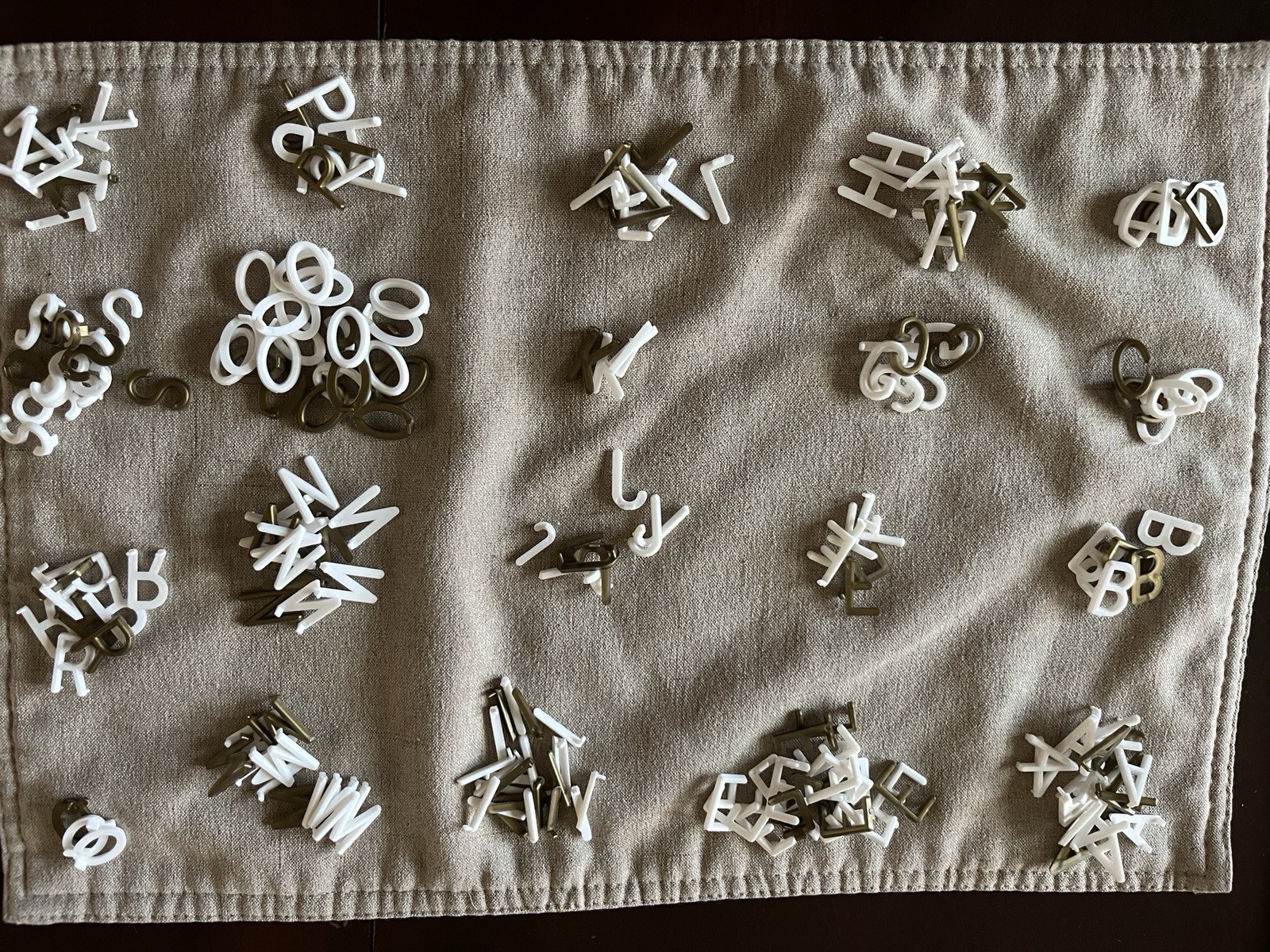 Vintage 3/4” Plastic Letterboard Characters 367 Piece Mixed Lot (White & Gold)