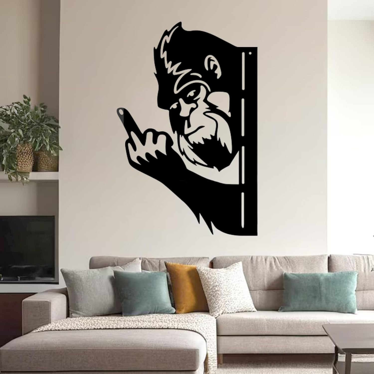 Peaking a Boo Flipping off Bigfoot Animal Metal Sign Art Ornament, Animals Peeki