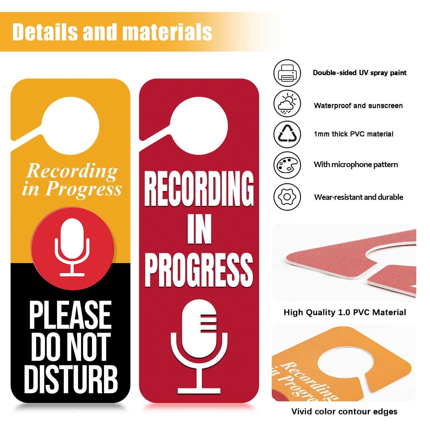 2 x Do Not Disturb Door Hanger Sign,Recording in 3.5 x 9.5 inches, black