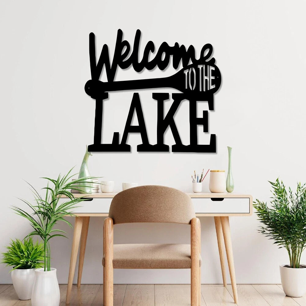 Welcome to the Lake Sign, Lake House Metal Wall Decor, Indoor Outdoor Decoration