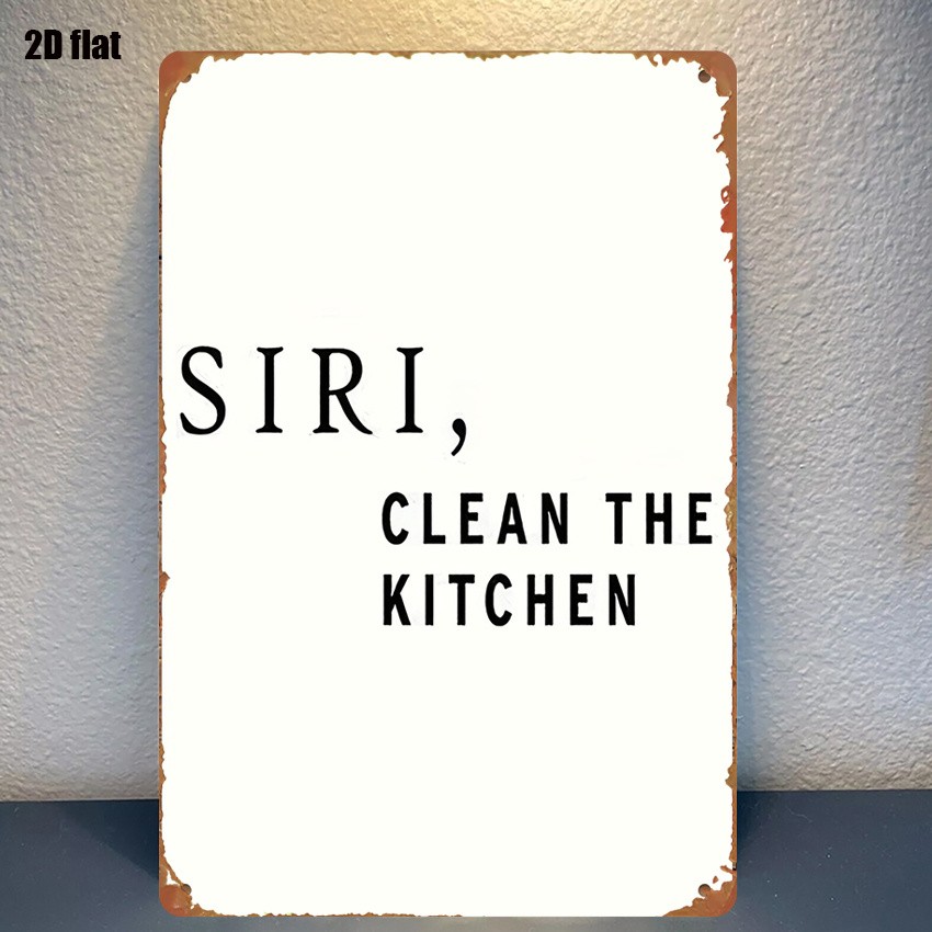 humorous dining room wall art “Siri Clean The Kitchen” retro funny plaque