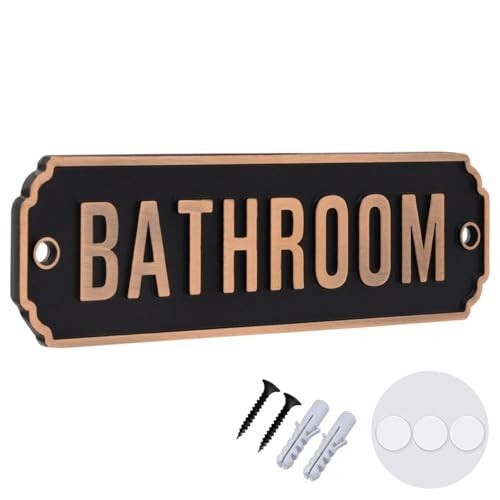 Solid Brass Bathroom Door Sign 5 Inch 1.5 Inch Metal Wall Plaque Restroom