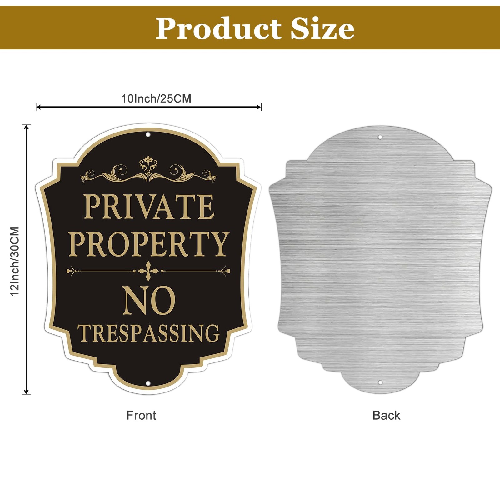 2 Pack Private Property No Trespassing Sign, 12×10 Inch Aluminum Metal Sign