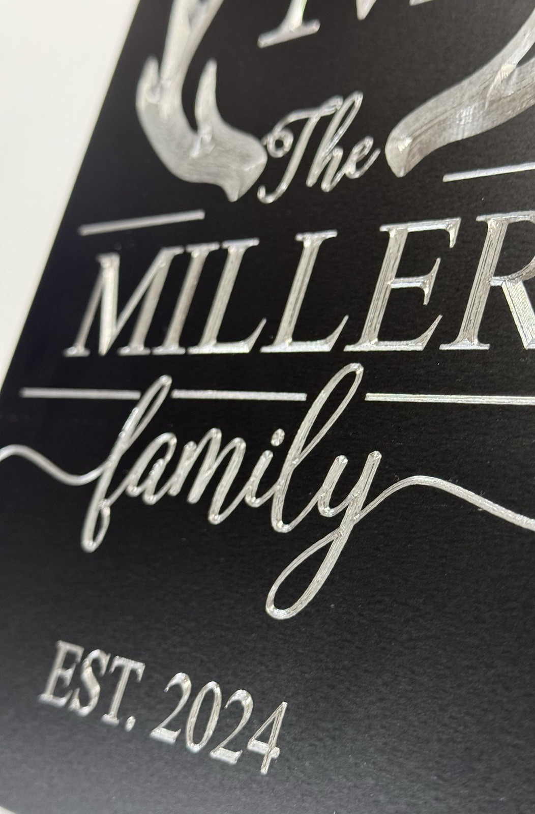Engraved Personalized Family Name Deer Antler House Home Welcome Sign 7×10