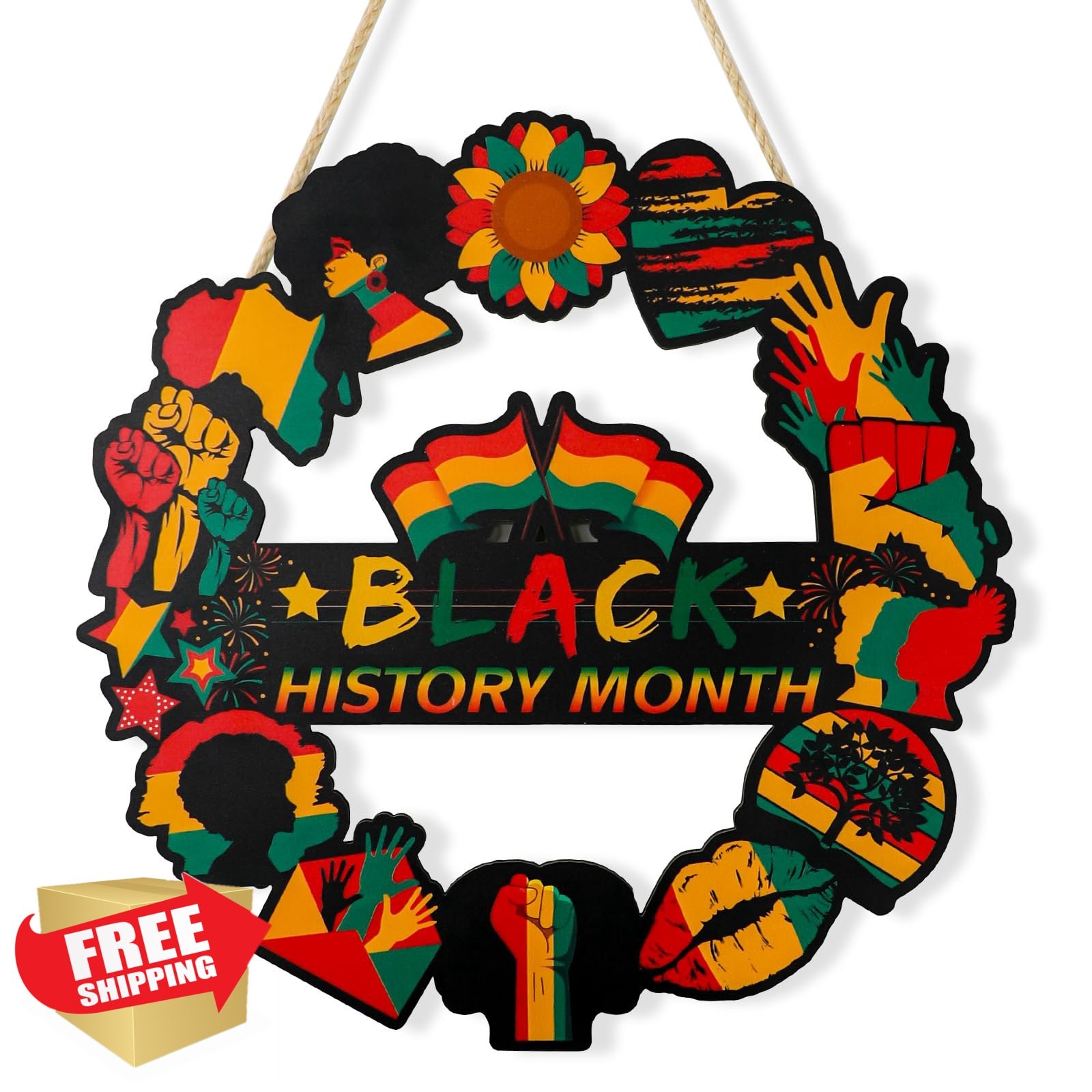 Black History Month Door Decorations Wooden Hanging Sign African American Art