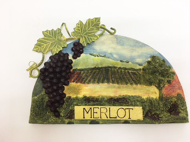 New Carved Merlot Red Wine Country Grapes Vineyard Wall Art Decor Plaque Artwork