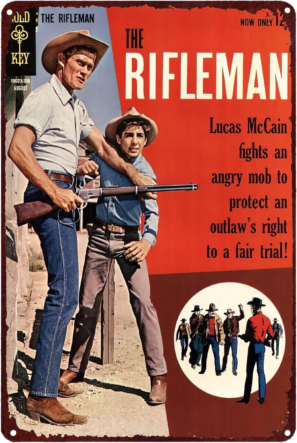 The Rifleman Art Poster – Retro Plaque Metal Tin 12 x 8 inches, Earth tones
