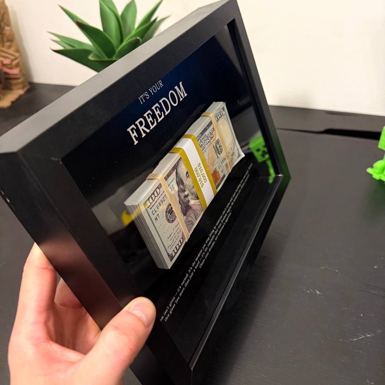 Motivational Money Frame – $10,000 Framed Cash, Office Decor and Business Gift