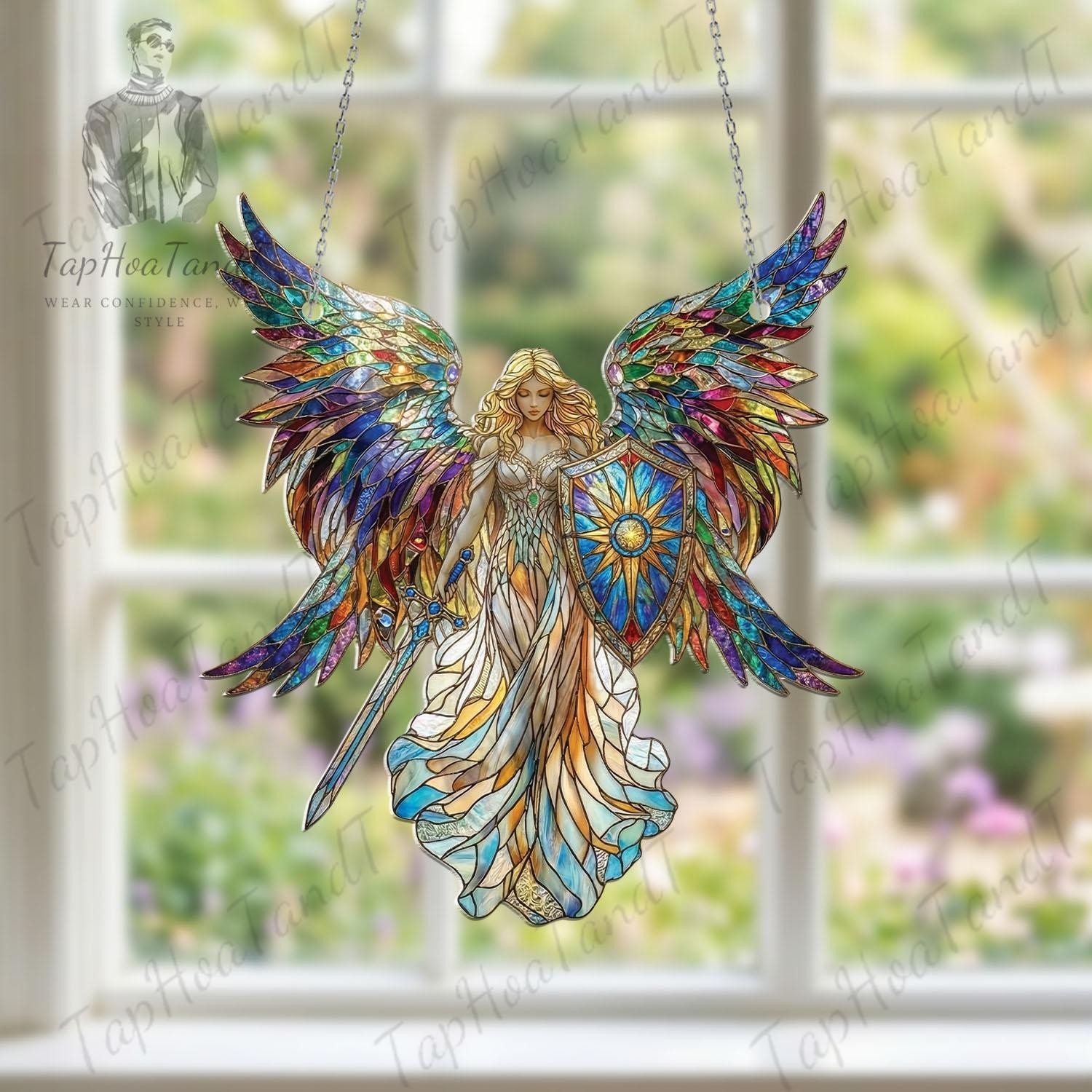 Angel Acrylic Suncatcher Rainbow Wings Window Hanging Spiritual Decor Gift