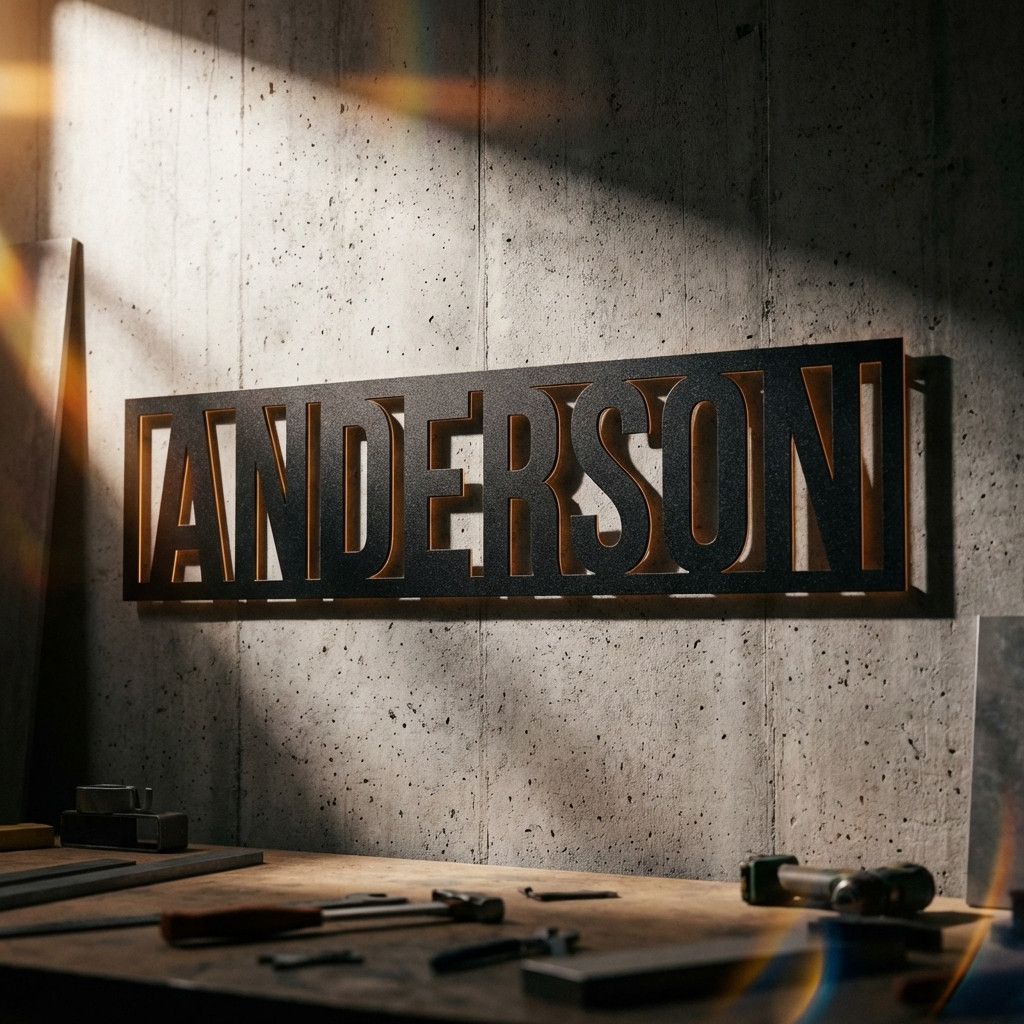 Custom Metal Sign Personalized Laser Cut Steel Wall Art Business Logo Family Nam