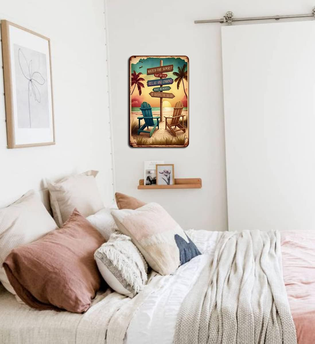 Retro Tin Signs Beach Room Decor Vintage Beachy Bedroom Surfboard Wall Decor 12X