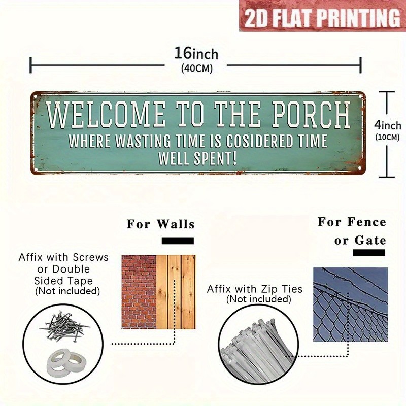 Welcome To The Porch Distressed Teal Metal Sign Front Porch Patio Wall Decor