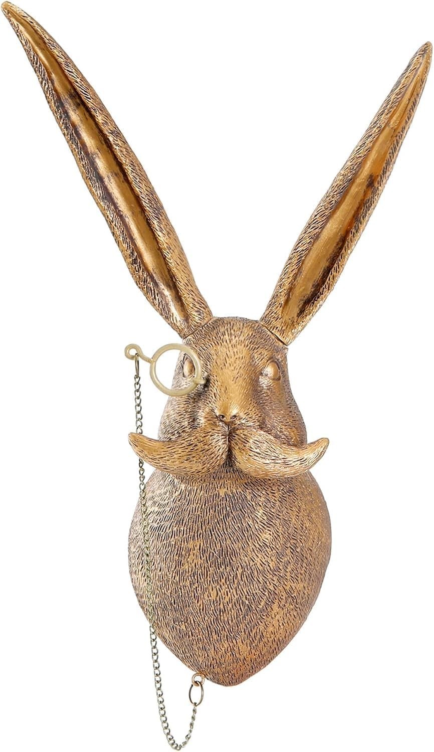Art Deco Animal Head Wall Sculpture – Brass-Toned Resin | Vintage-Inspired 3D…