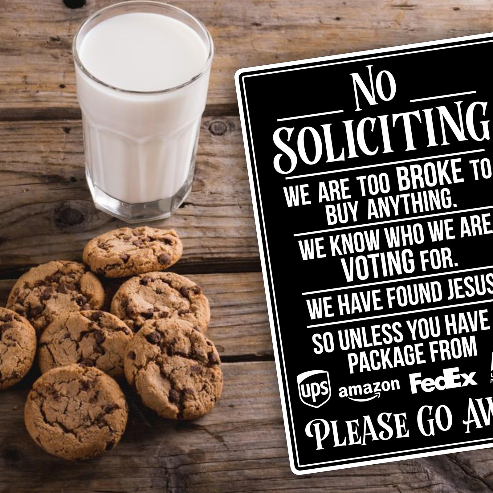 8×12 Funny No Soliciting Sign Aluminum White Indoor Outdoor