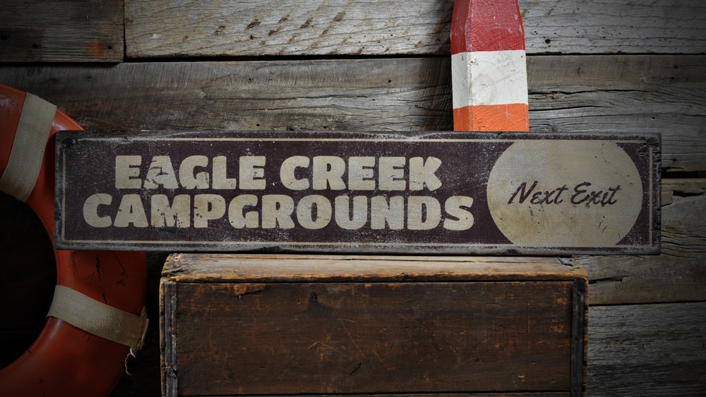 Custom Campgrounds Next Exit Sign – Rustic Hand Made Vintage Wooden