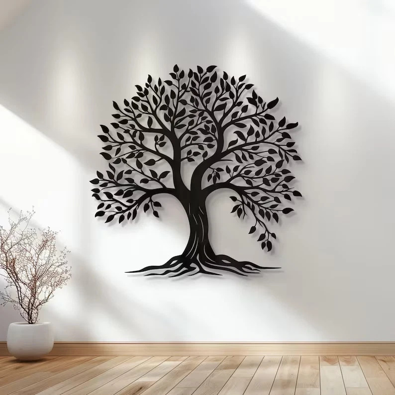 Metal Tree of Life Wall Art Family Tree Decor Birds and Butterflies Wall Hanging