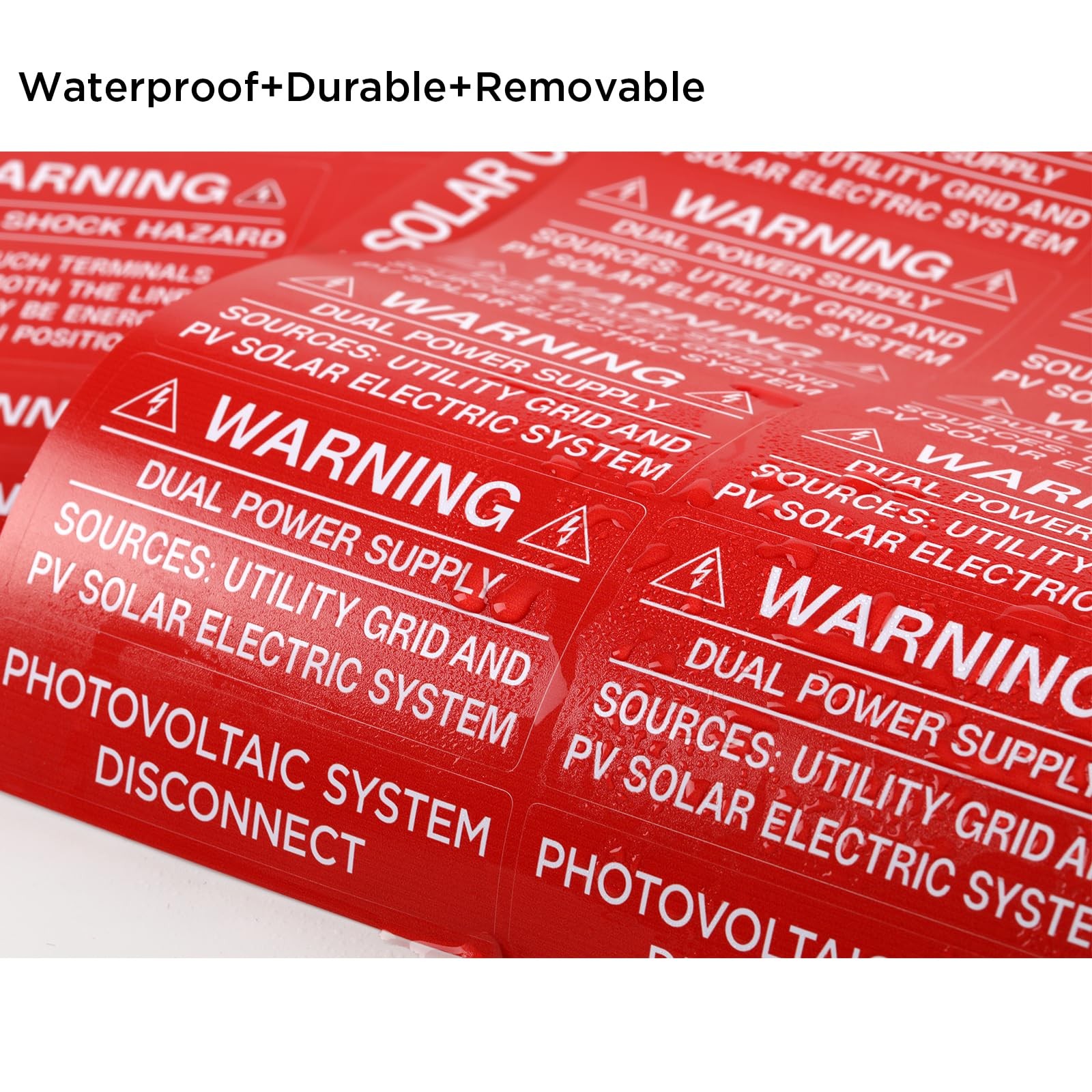 62 Pack Premium Solar PV System Labels – UV Resistant, Safety Warning Red