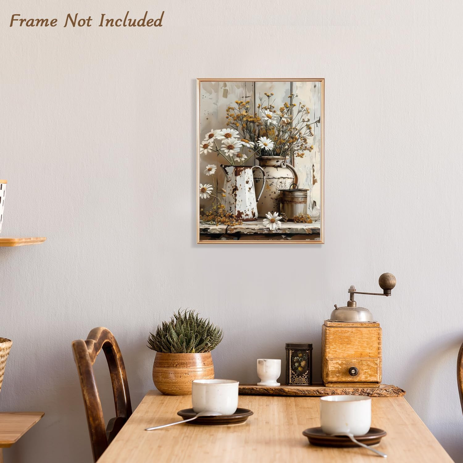 Rustic Daisy Wall Art Farmhouse Bathroom Wall Decor Vintage Country Canvas Wall