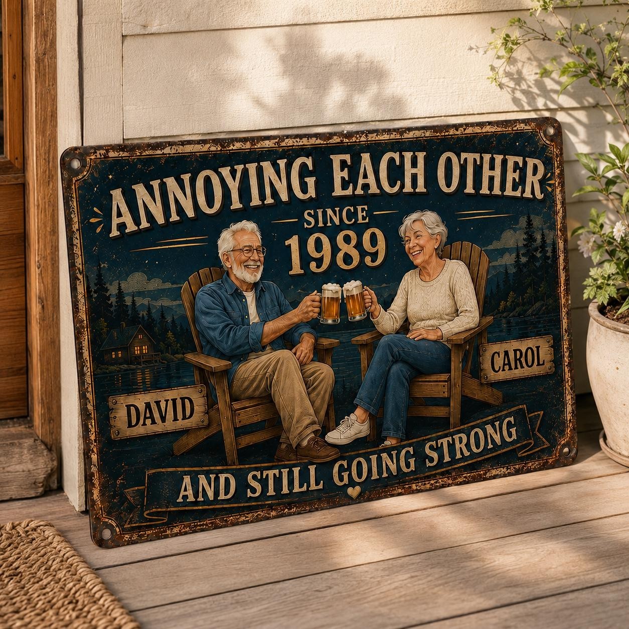 Personalized Wedding Anniversary Metal Sign, Custom Photo Portrait Gift