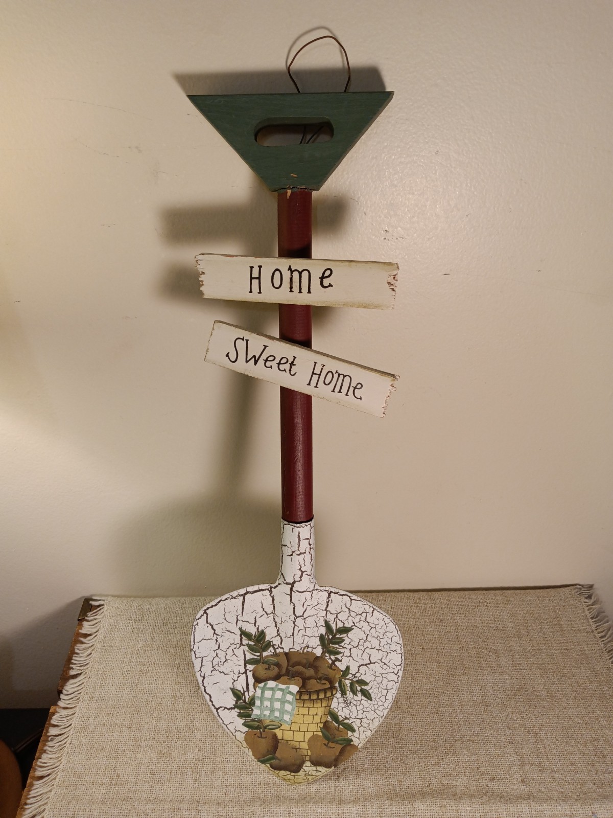 Wood & Metal Shovel Wall Decor, Home Sweet Home, Apples