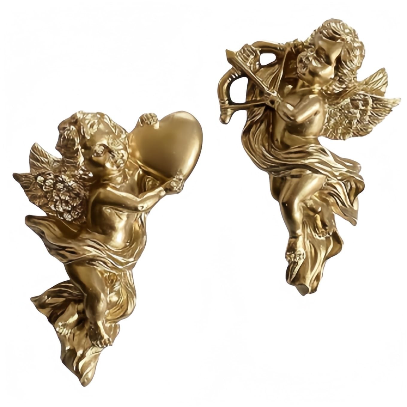 2Pcs Angel Wall Decor, 5.3in Cherub Wall Art，Winged Resin Cupids, Adorable Ch…
