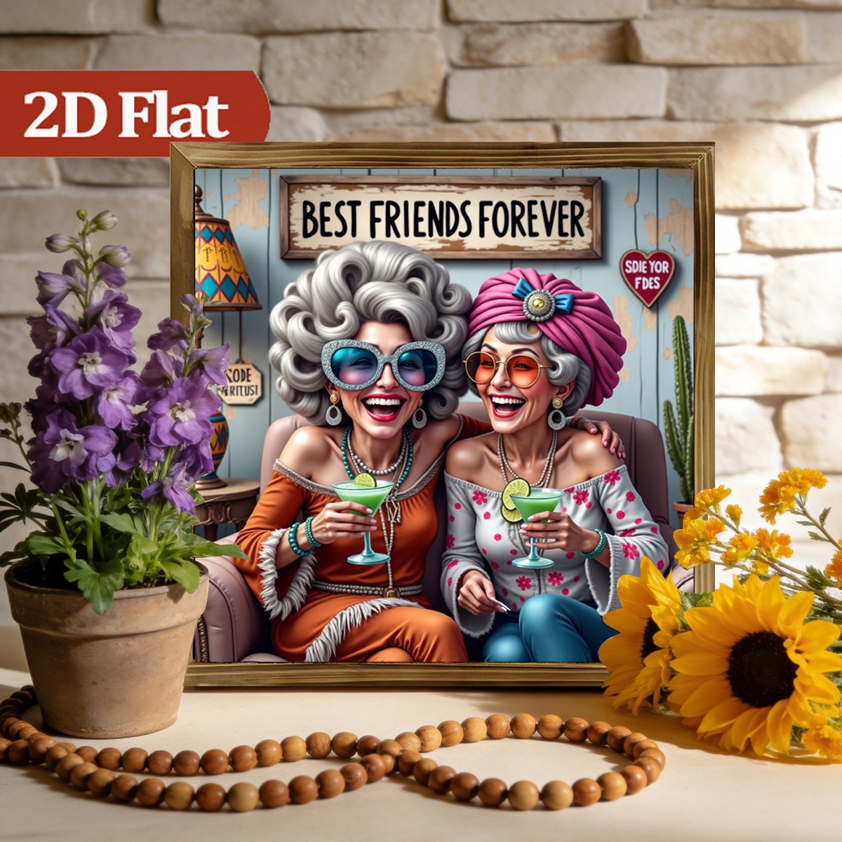 “Best Friends Forever” farmhouse vintage wooden sign creative gift