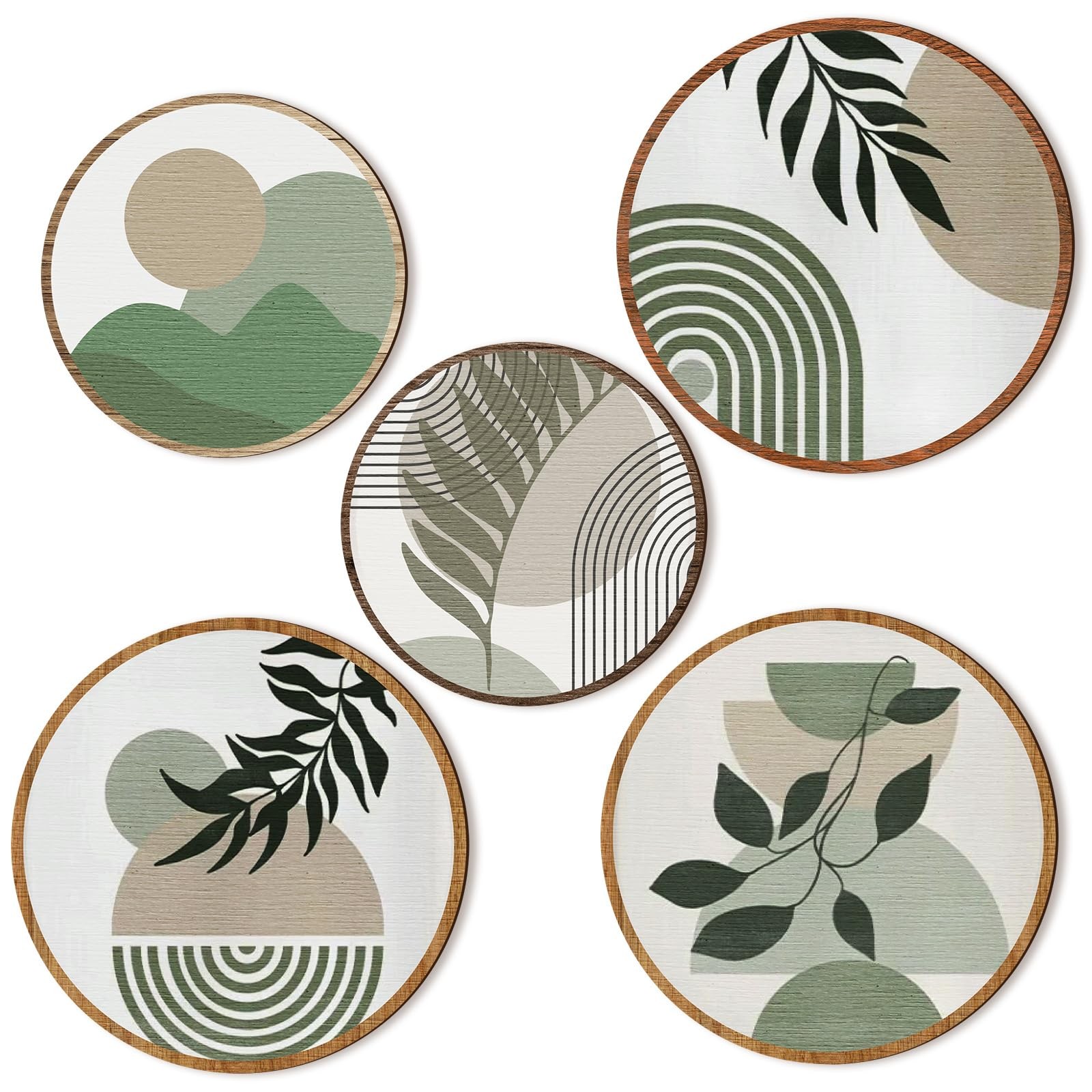 5 Pcs Wall Art Decor Wooden Living Room Wall Decor Bohemian Hanging Farmhouse…