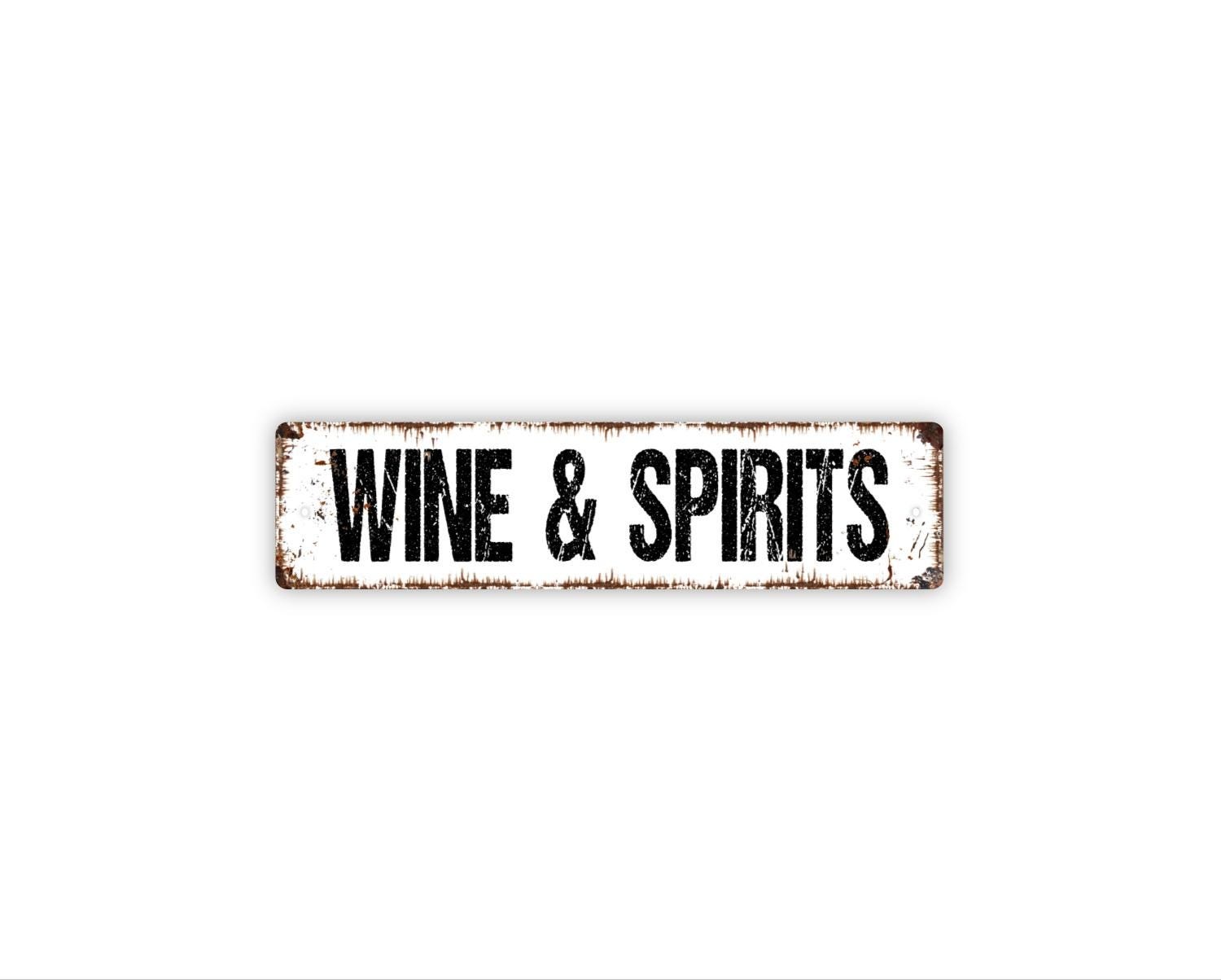 Wine & Spirits Sign | Rustic Bar Wall Decor | Metal Sign for Home Bars, Kitchens